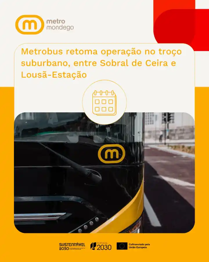 Metrobus resumes operation on the suburban section, between Sobral de Ceira and Lousã-Estação