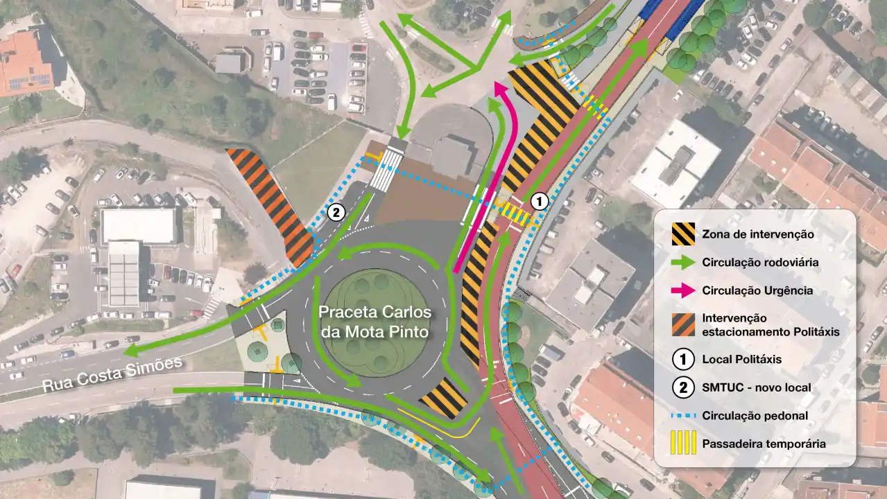 Traffic changes at Praceta Mota Pinto