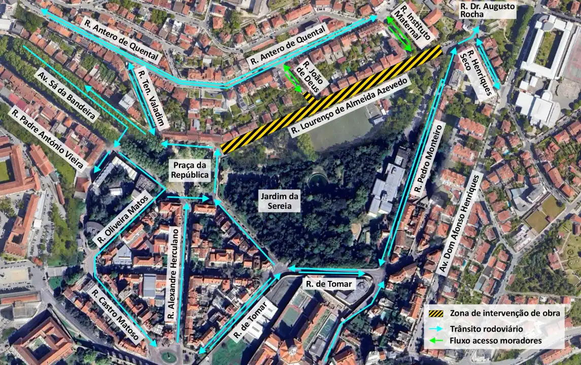 Obras Metrobus | Rua Lourenço de Almeida Azevedo: Novos percursos de trânsito durante intervenção para obras do Metrobus e da Águas de Coimbra